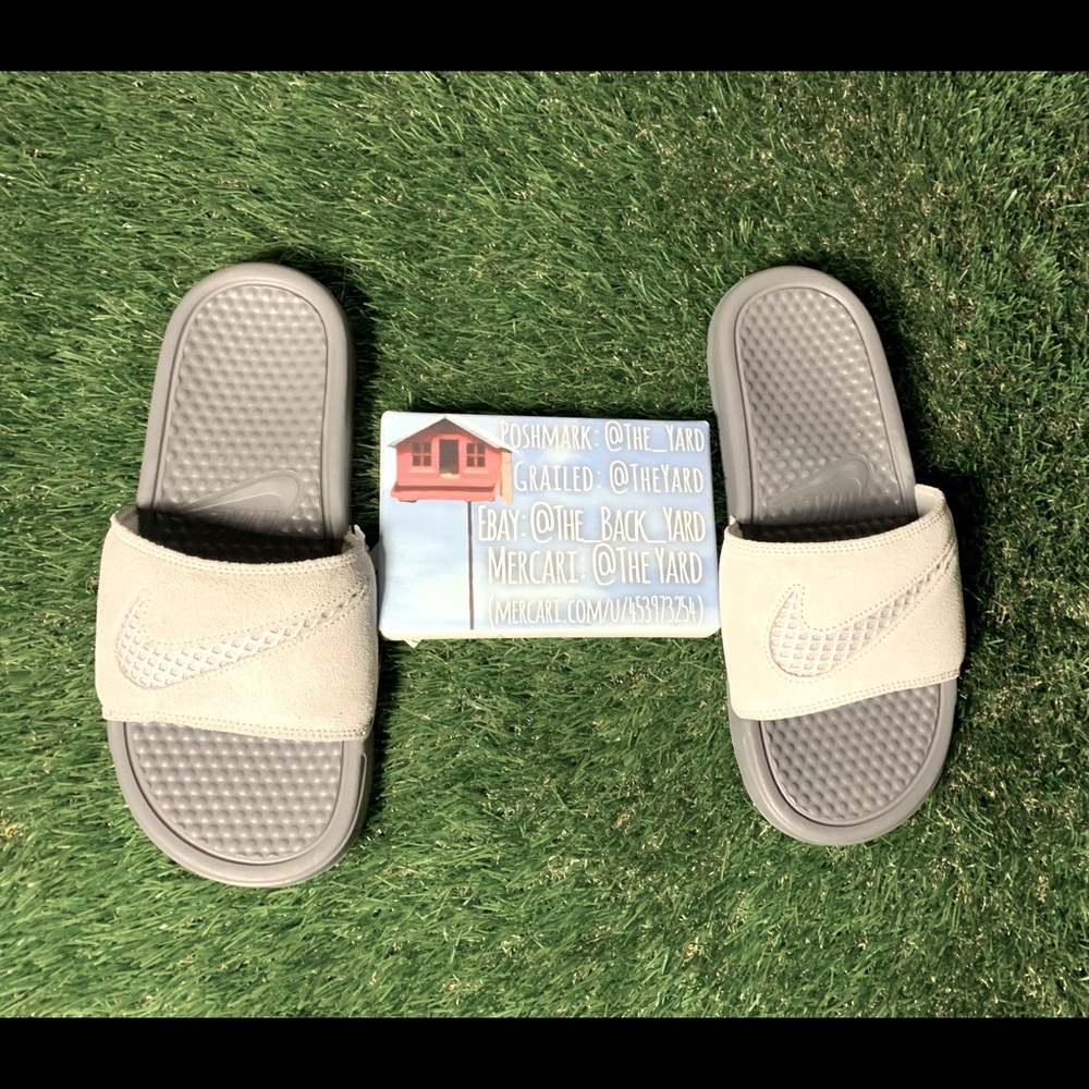 Nike Benassi JDI LTR SE 'Gunsmoke' Suede Slides